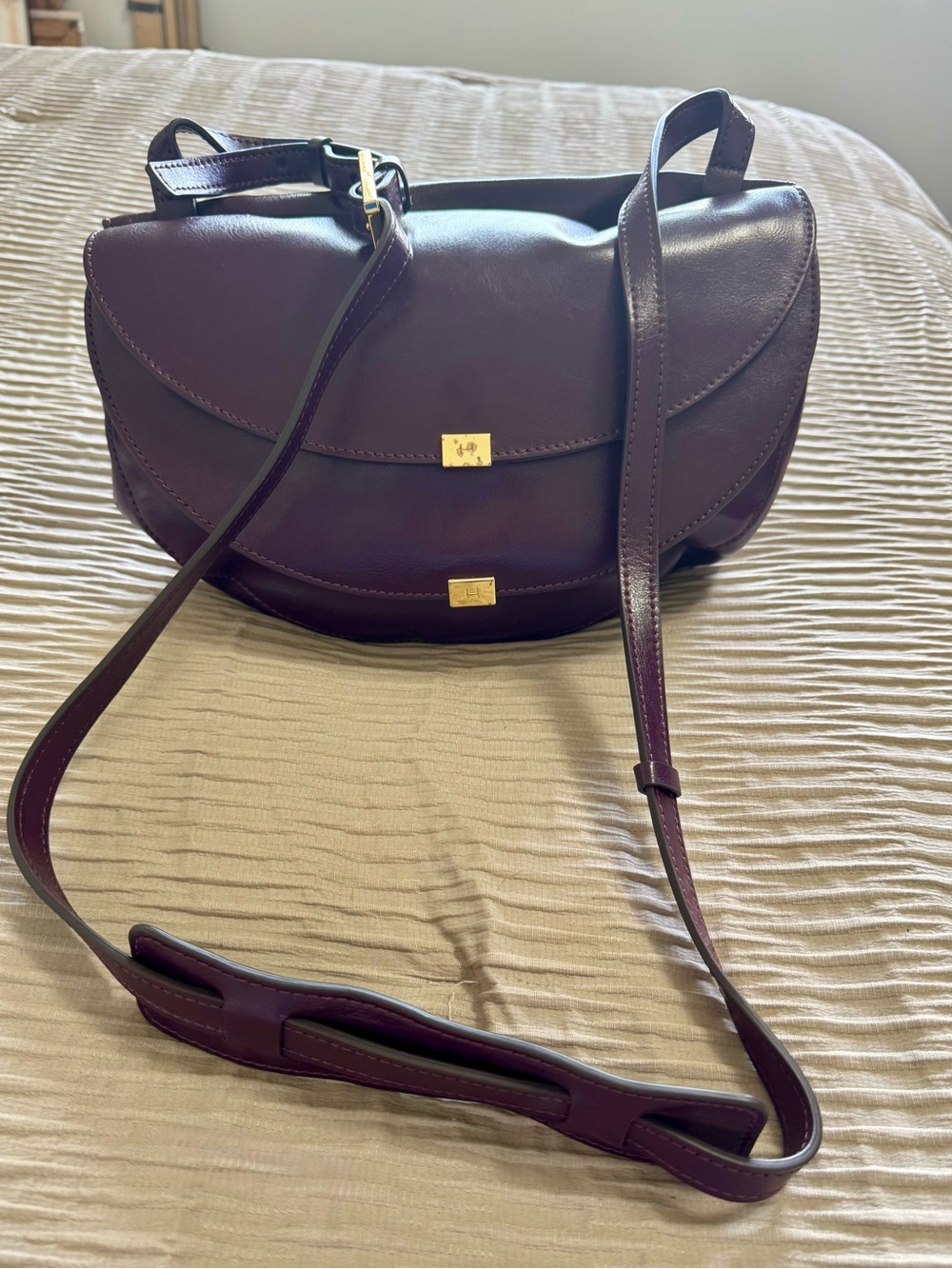 Halston Heritage Leather Crossbody Bag in Deep Plum